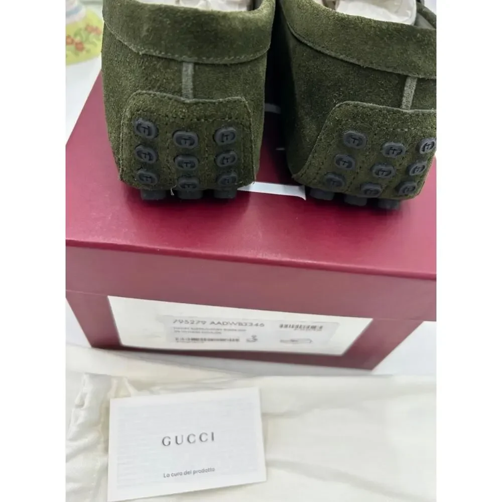 Men's Gucci GG embossed suede driver loafers size 9 fits 9.5 US made in Italy